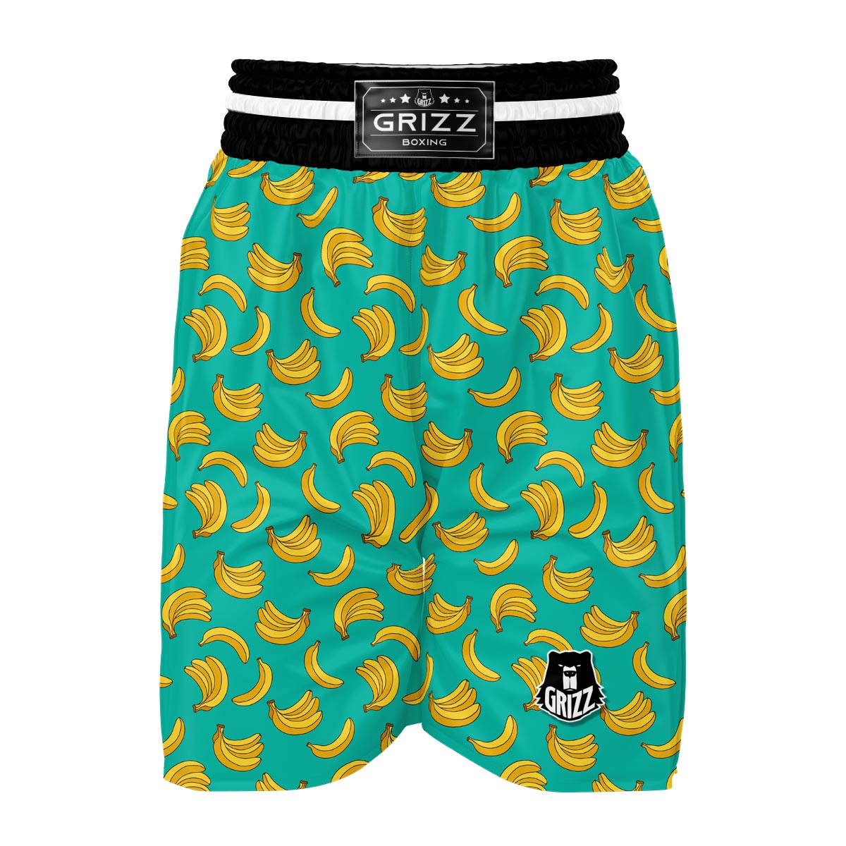 Pattern Print Banana Boxing Shorts-grizzshop