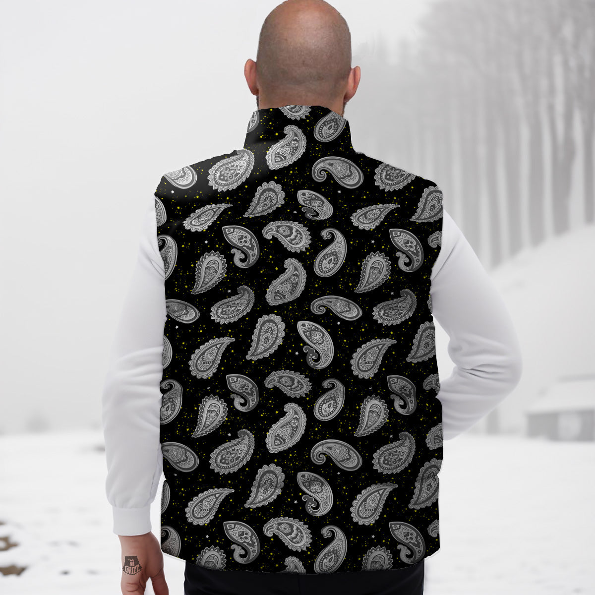 Pattern Print Basketball Down Vest-grizzshop