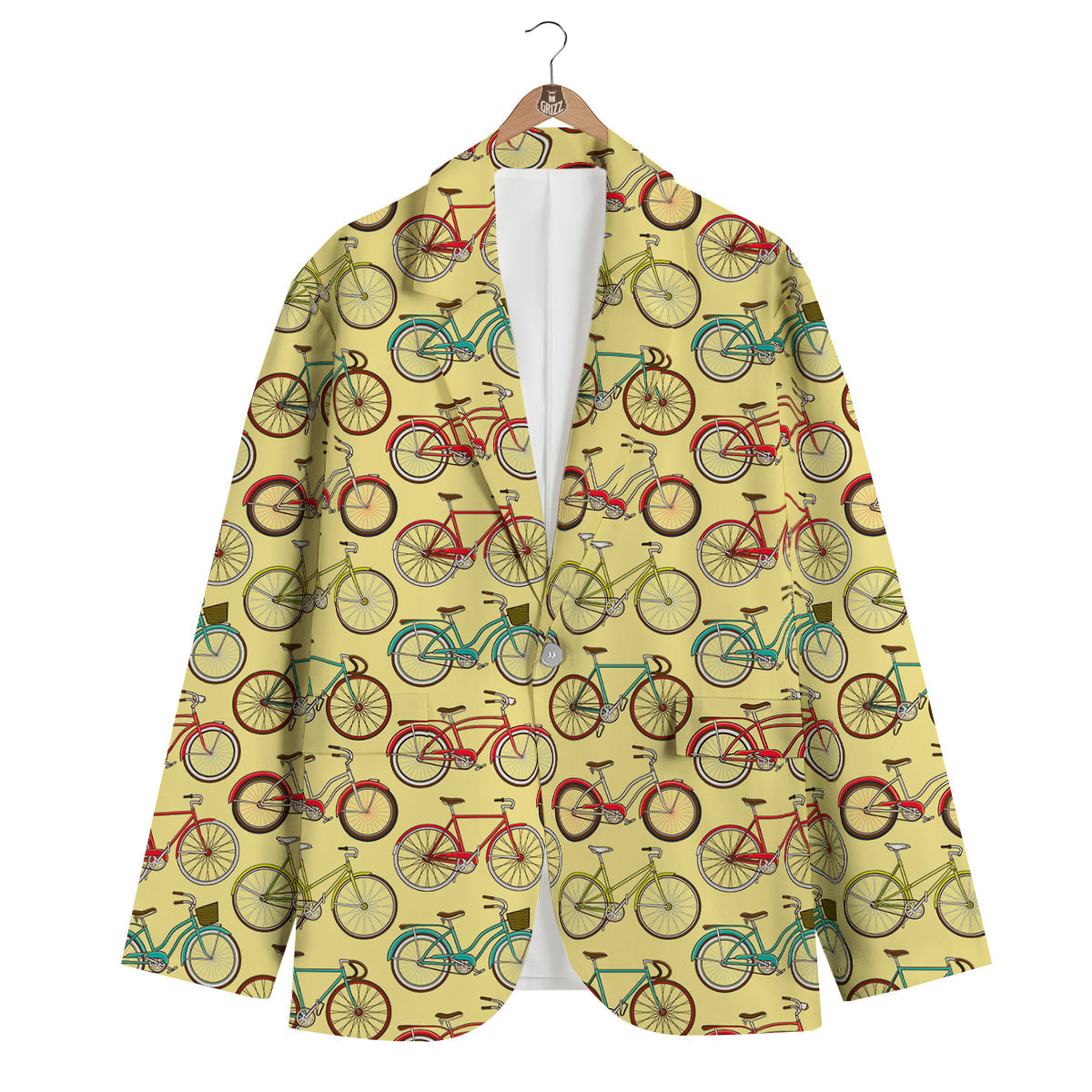 Pattern Print Bicycle Men's Blazer-grizzshop