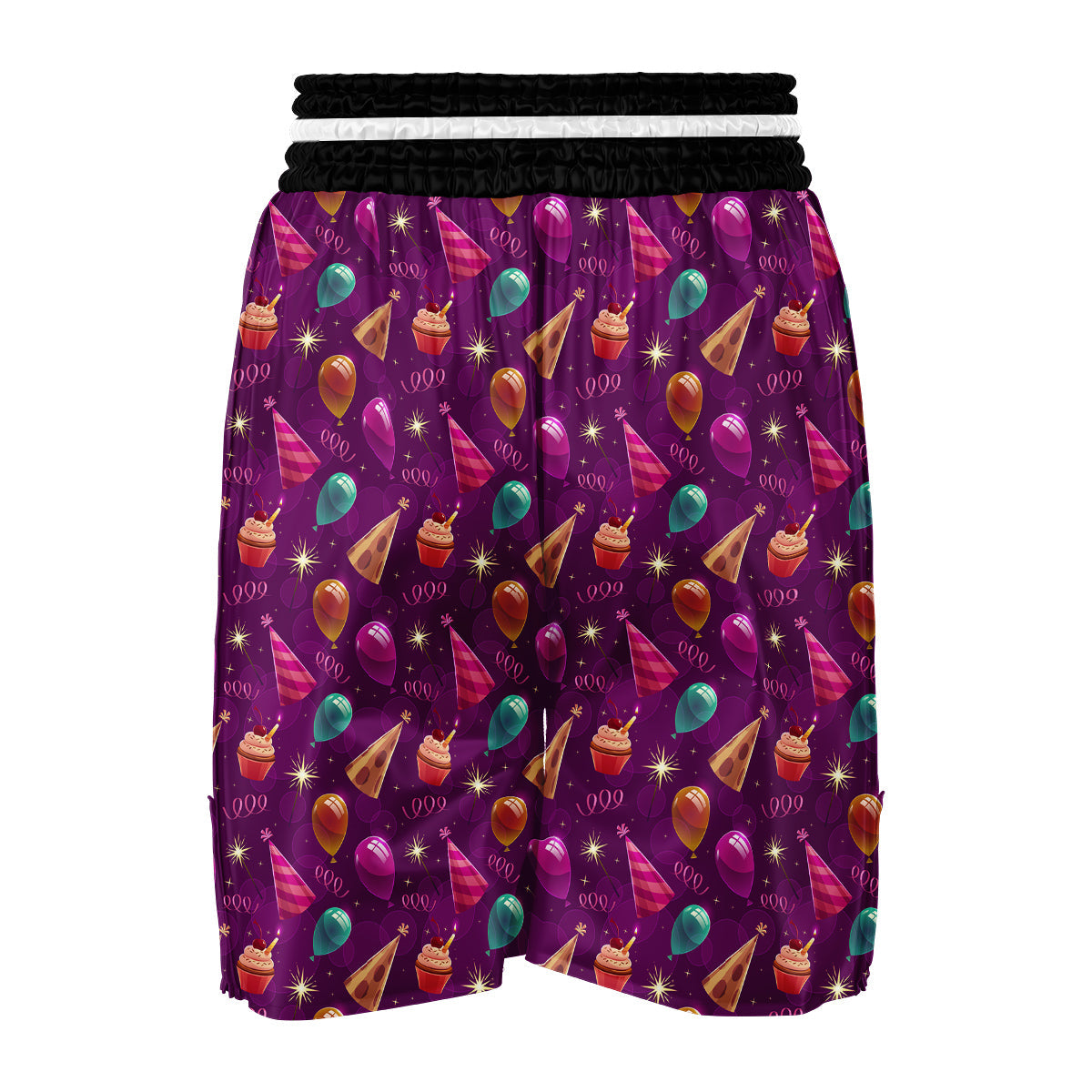 Pattern Print Birthday Boxing Shorts-grizzshop