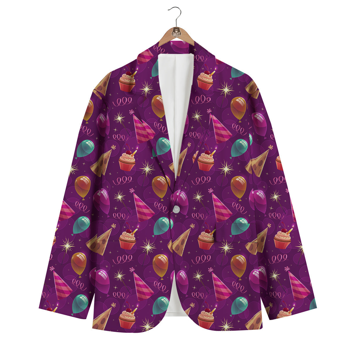 Pattern Print Birthday Men's Blazer-grizzshop
