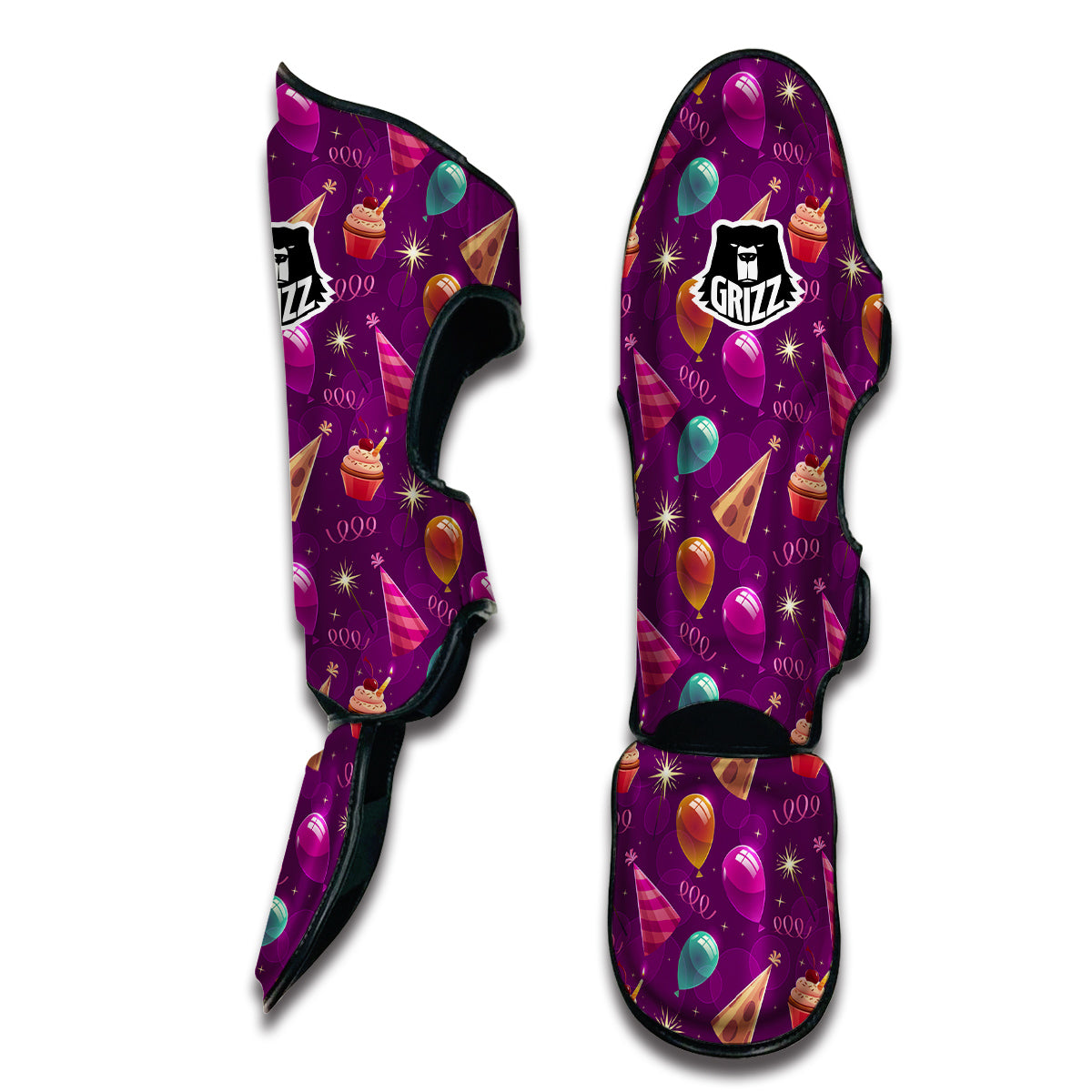 Pattern Print Birthday Muay Thai Shin Guards-grizzshop