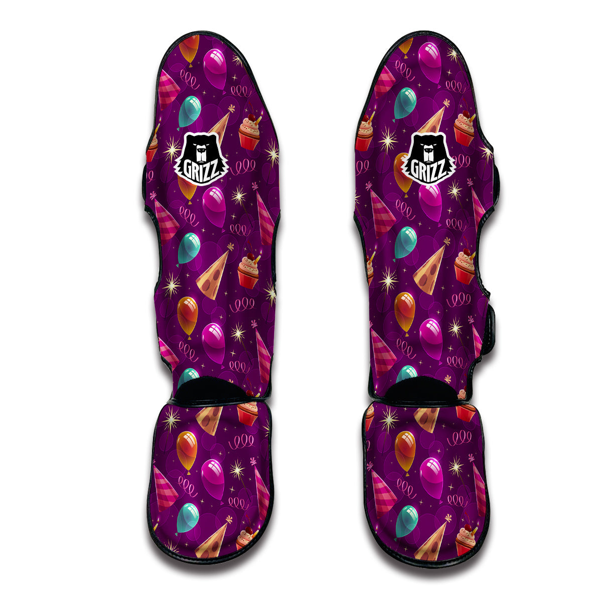 Pattern Print Birthday Muay Thai Shin Guards-grizzshop