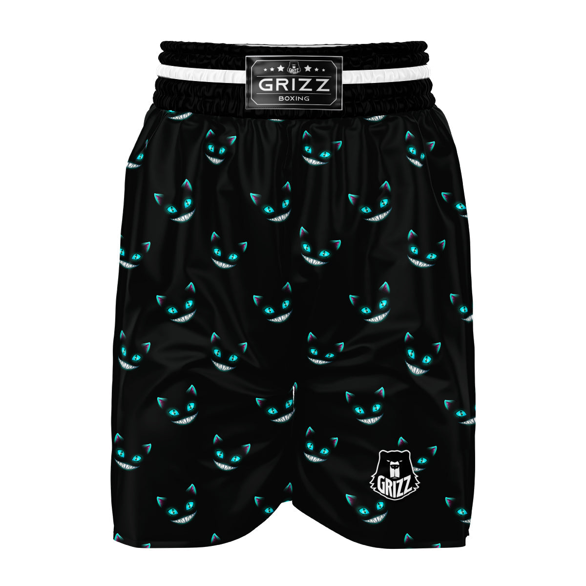 Pattern Print Black Cat Boxing Shorts-grizzshop
