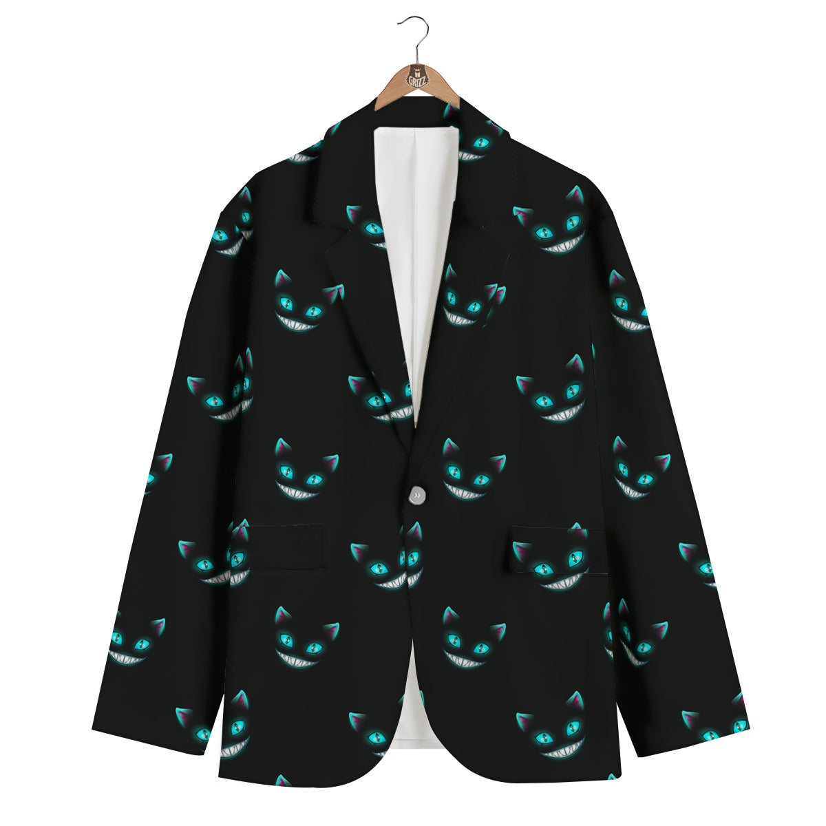 Pattern Print Black Cat Men's Blazer-grizzshop