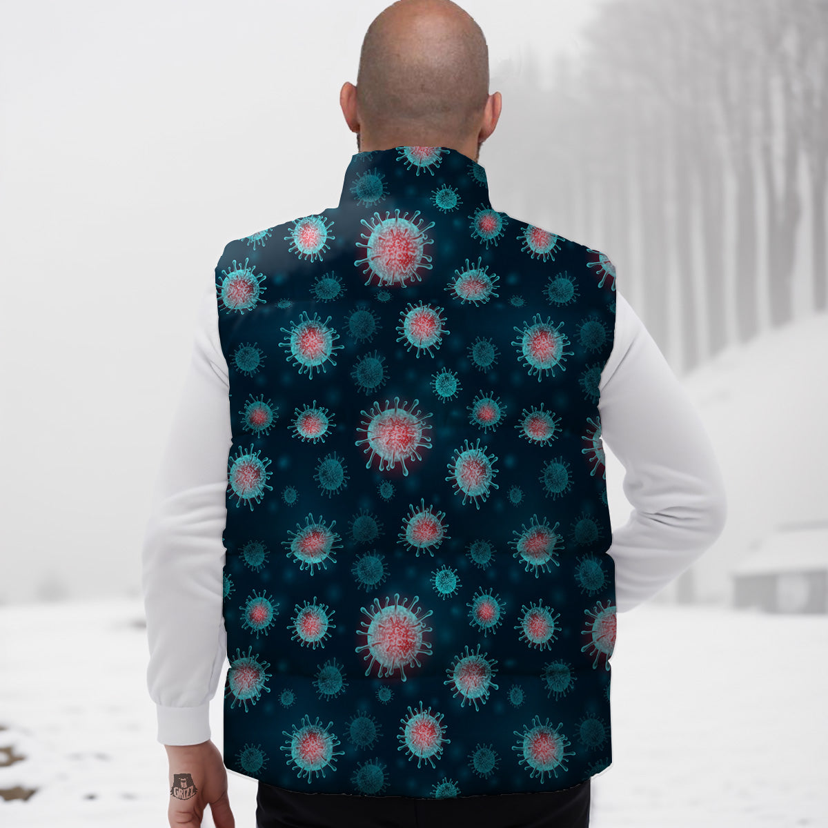 Pattern Print Boston Terrier Down Vest