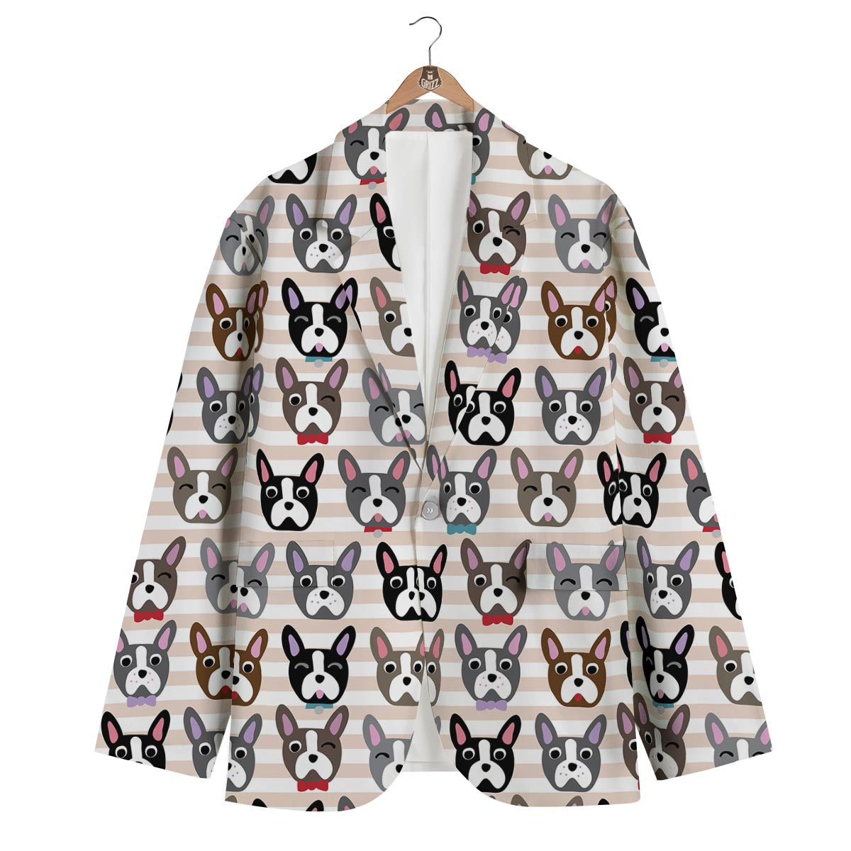 Pattern Print Boston Terrier Men's Blazer-grizzshop