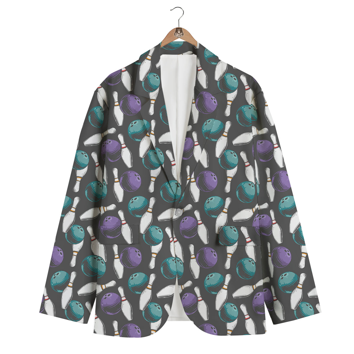 Pattern Print Bowling Men's Blazer-grizzshop