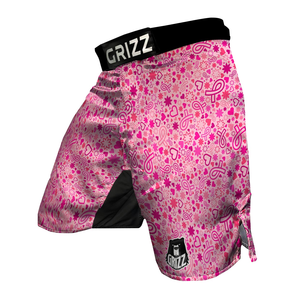 Pattern Print Breast Cancer Awareness Pink Ribbon MMA Shorts-grizzshop