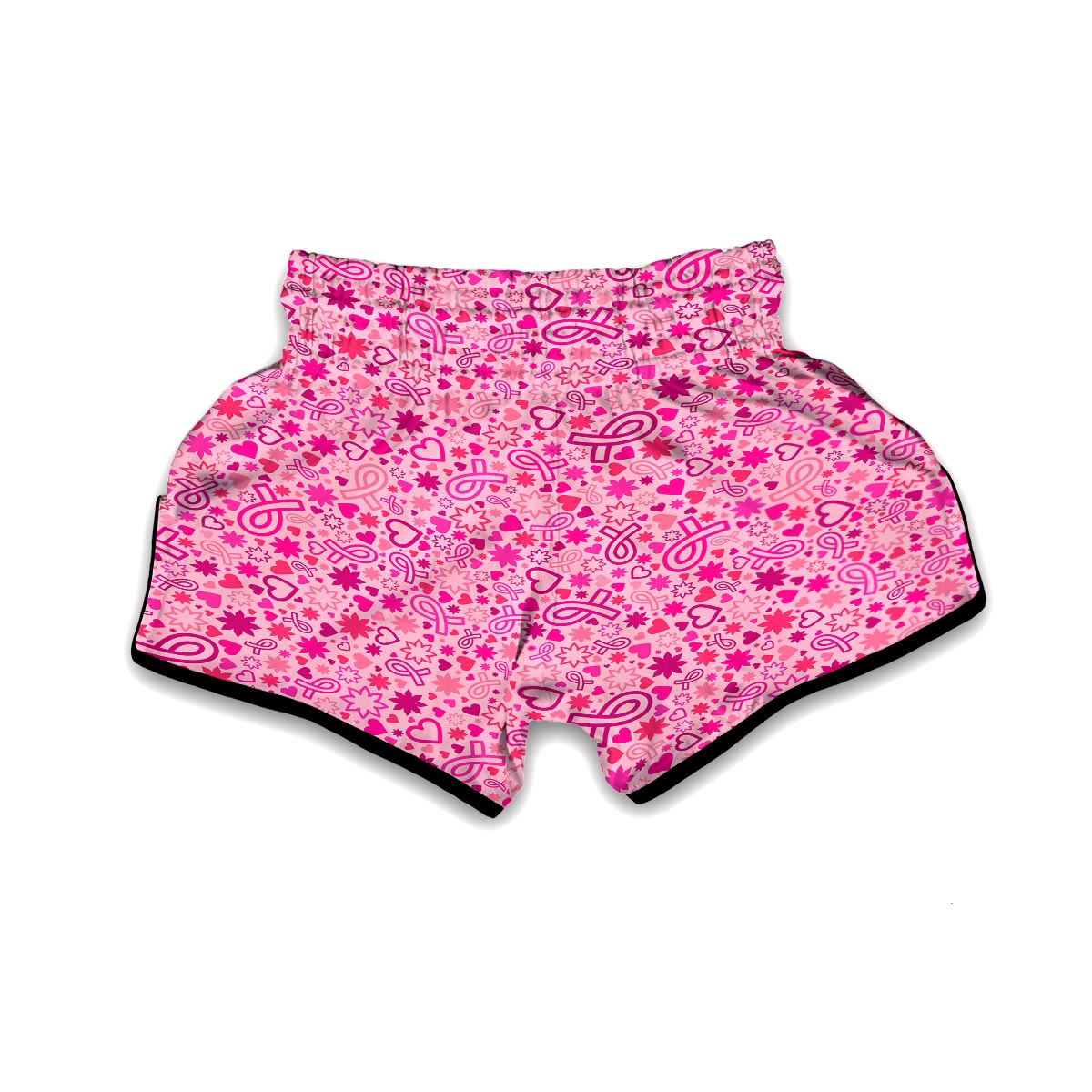 Pattern Print Breast Cancer Awareness Pink Ribbon Muay Thai Boxing Shorts-grizzshop