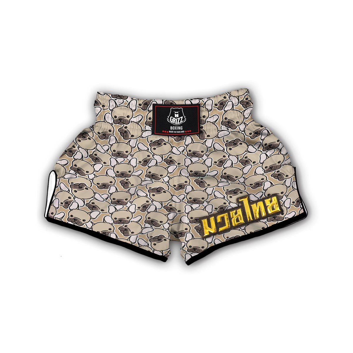 Pattern Print Bulldog Muay Thai Boxing Shorts-grizzshop