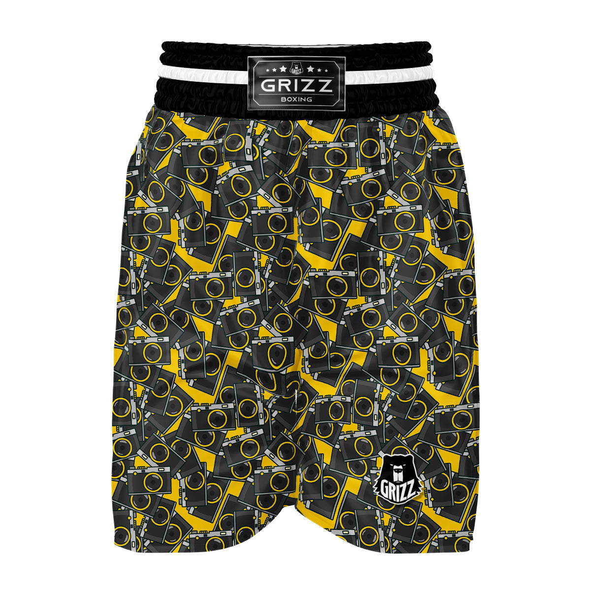 Pattern Print Camera Boxing Shorts-grizzshop