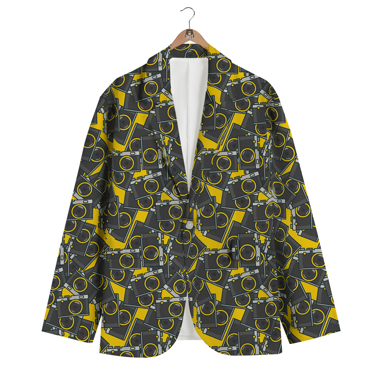 Pattern Print Camera Men's Blazer-grizzshop