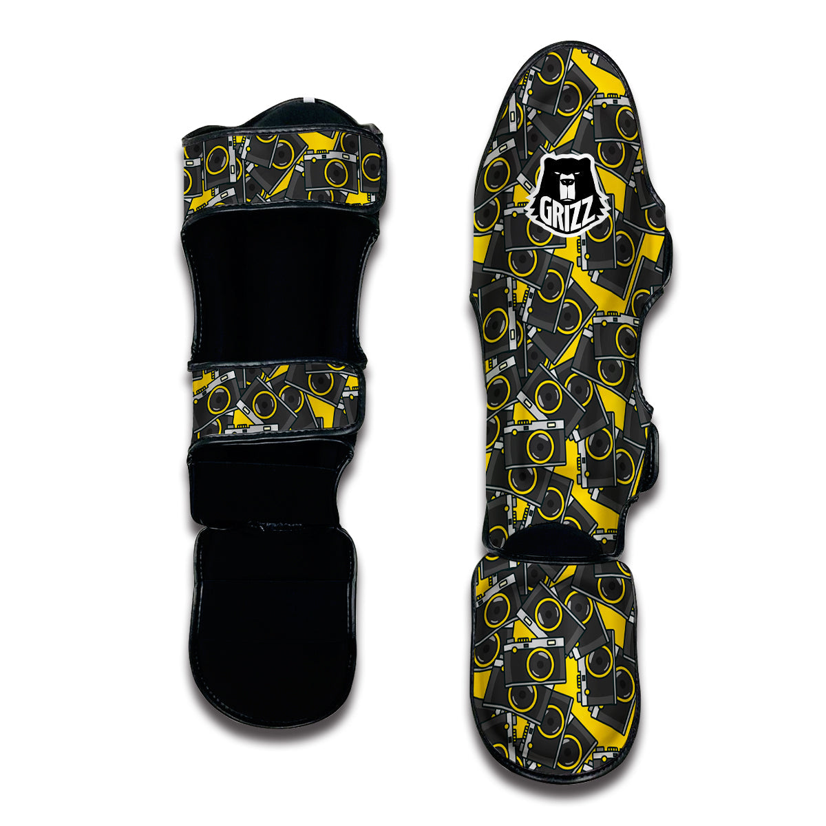 Pattern Print Camera Muay Thai Shin Guards-grizzshop