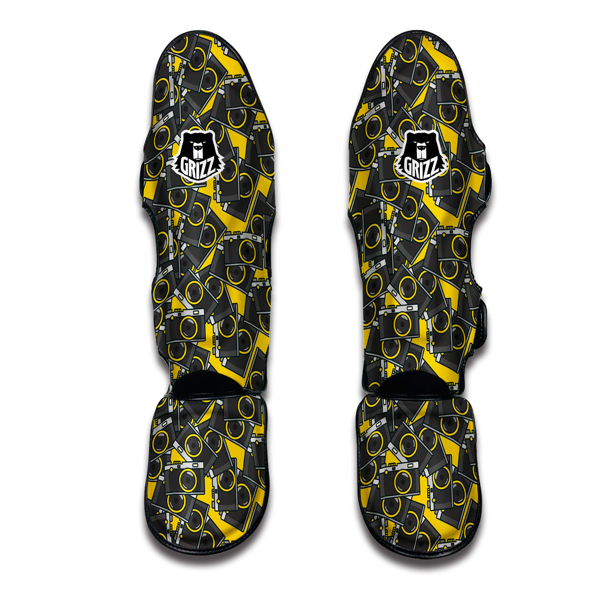 Pattern Print Camera Muay Thai Shin Guards-grizzshop