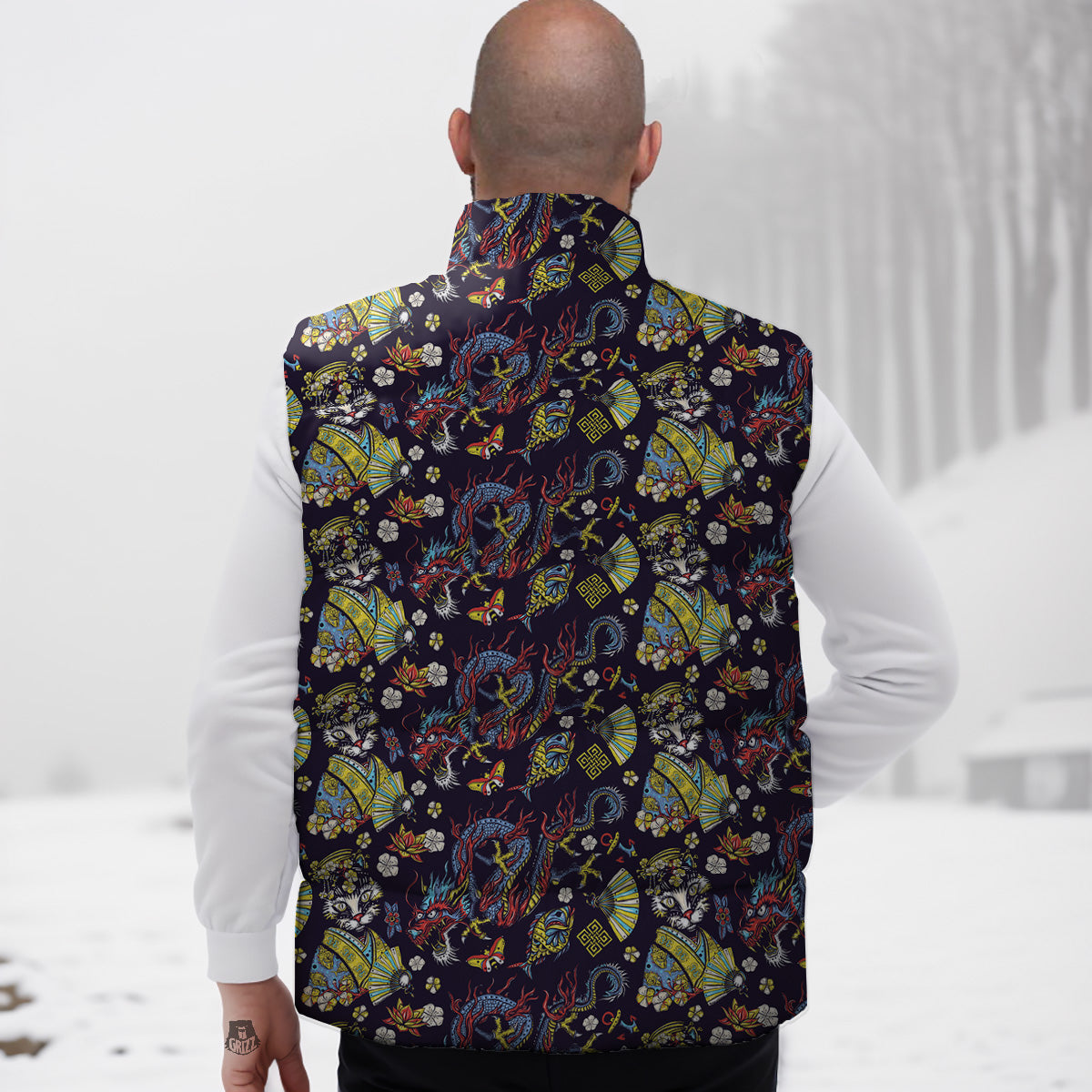 Pattern Print Carrot Down Vest