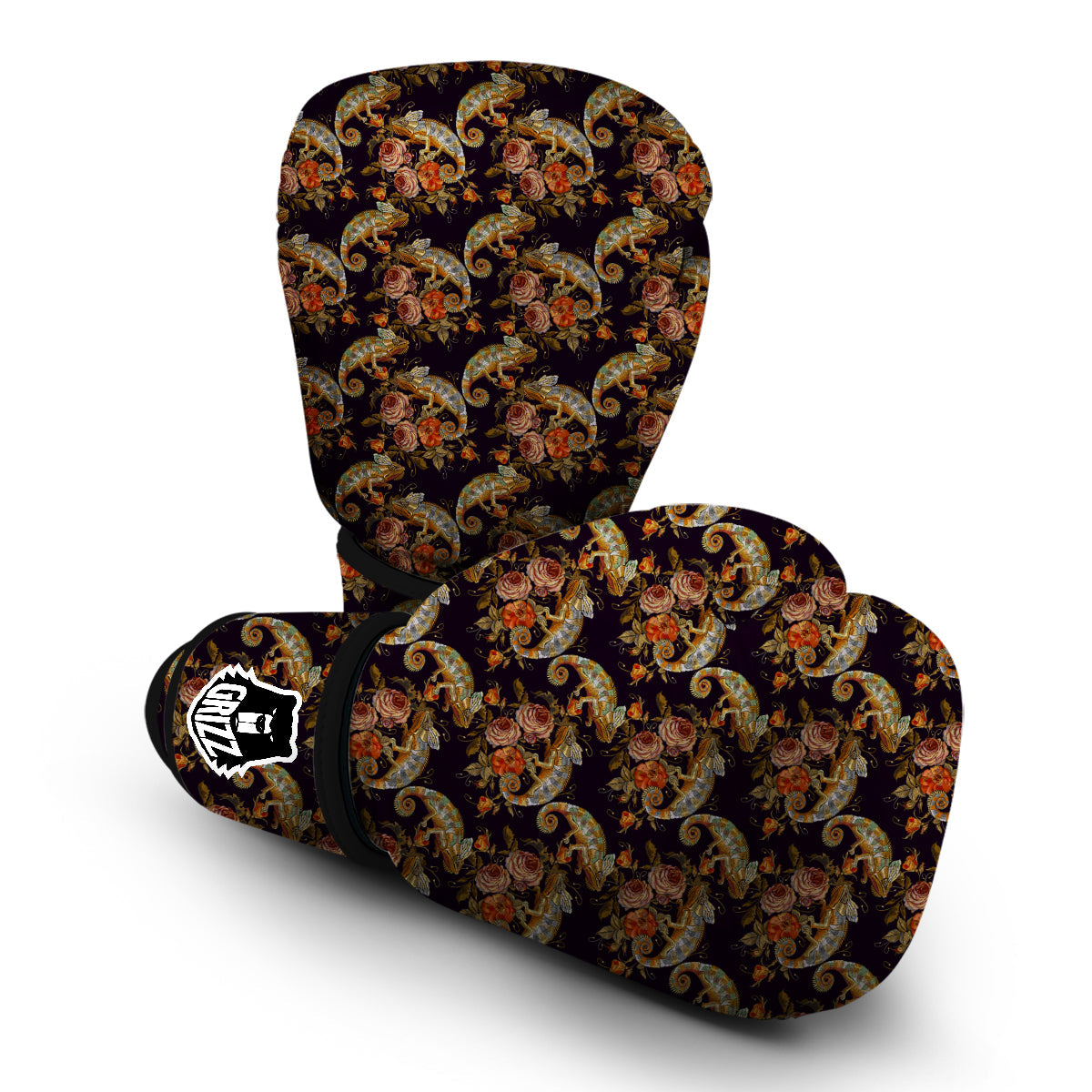 Pattern Print Chameleon Boxing Gloves-grizzshop