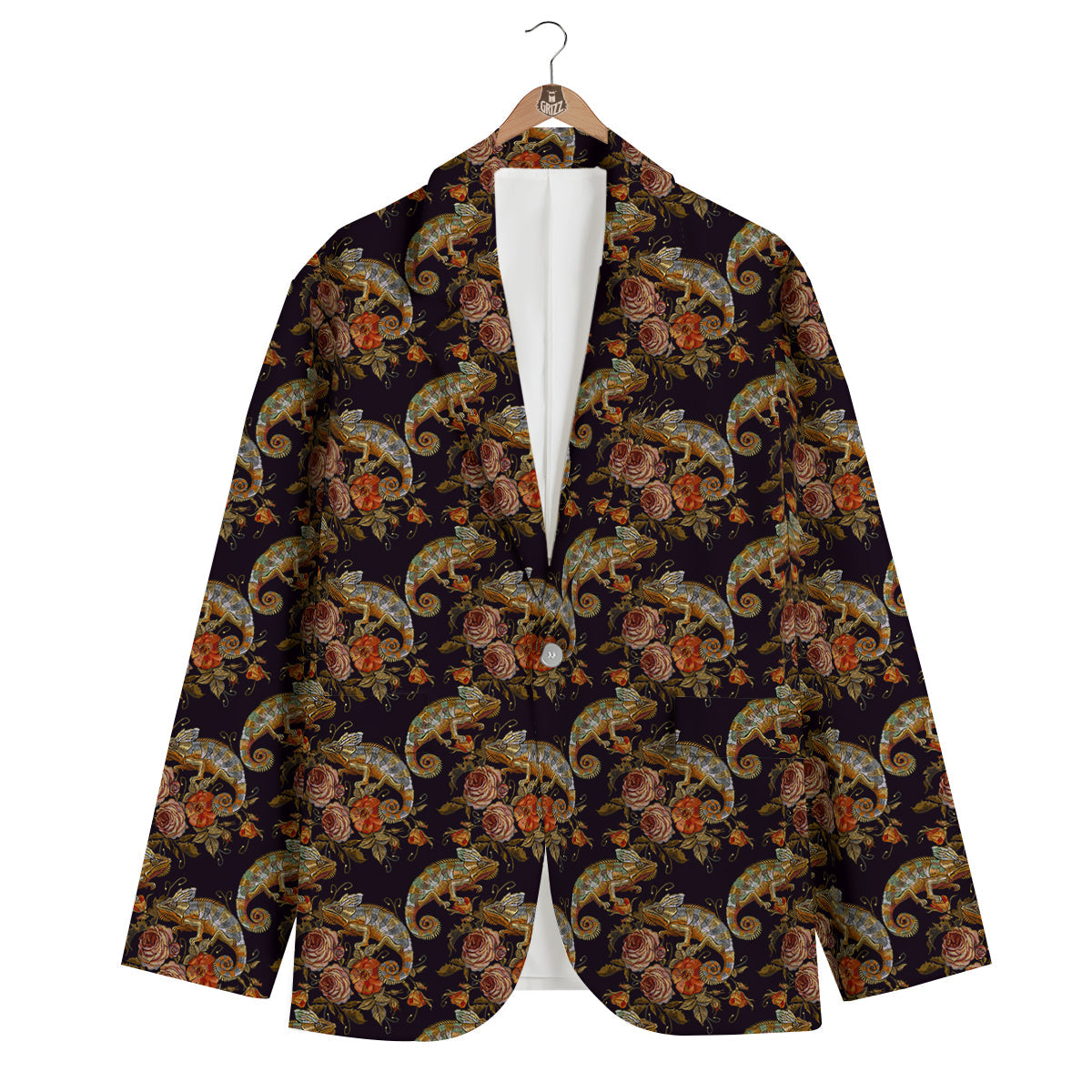 Pattern Print Chameleon Men's Blazer-grizzshop