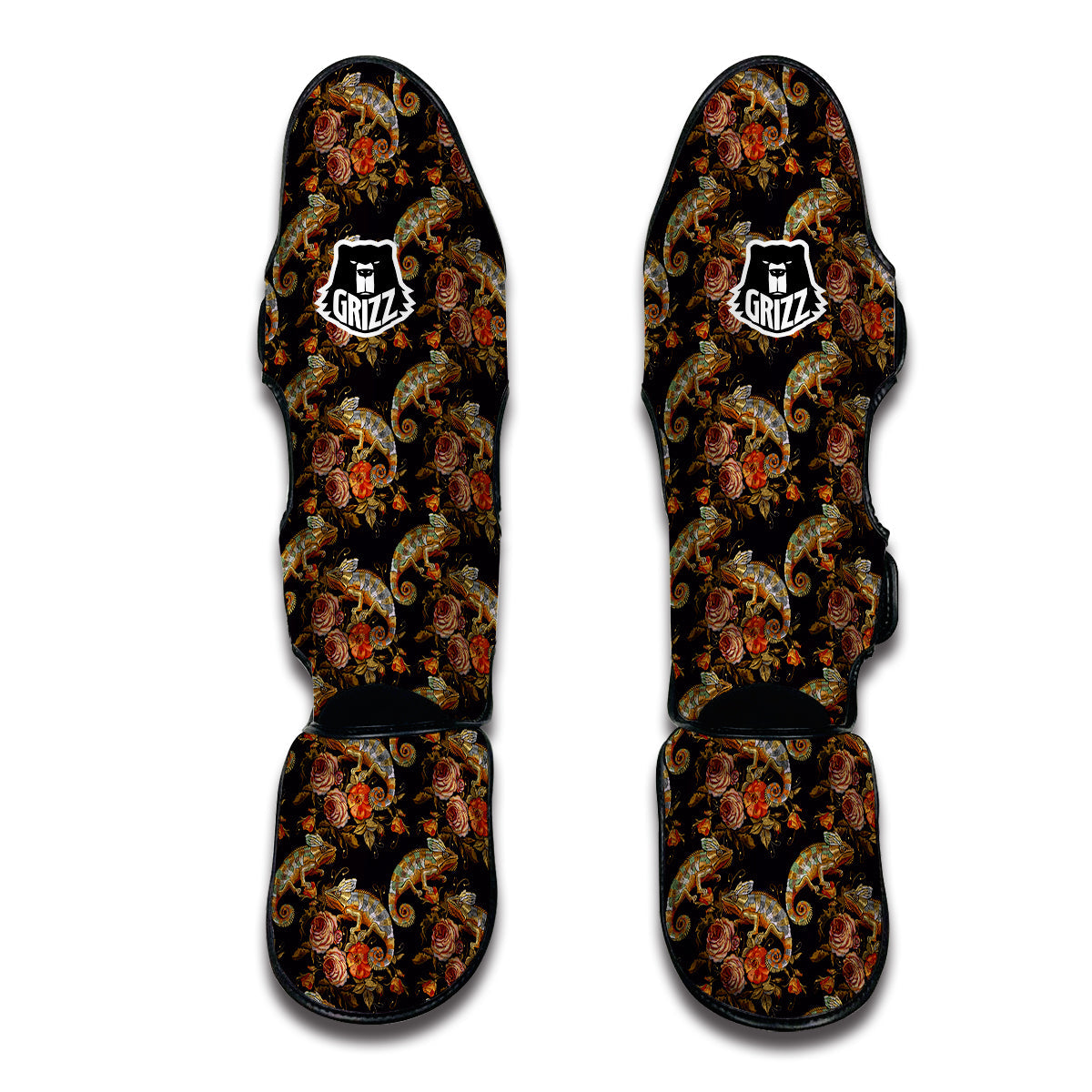 Pattern Print Chameleon Muay Thai Shin Guards-grizzshop