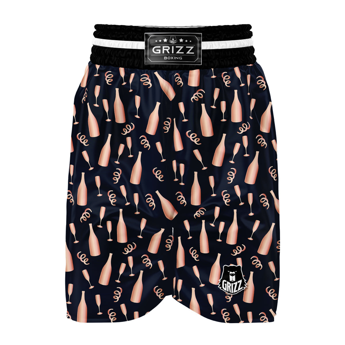 Pattern Print Champagne Boxing Shorts-grizzshop