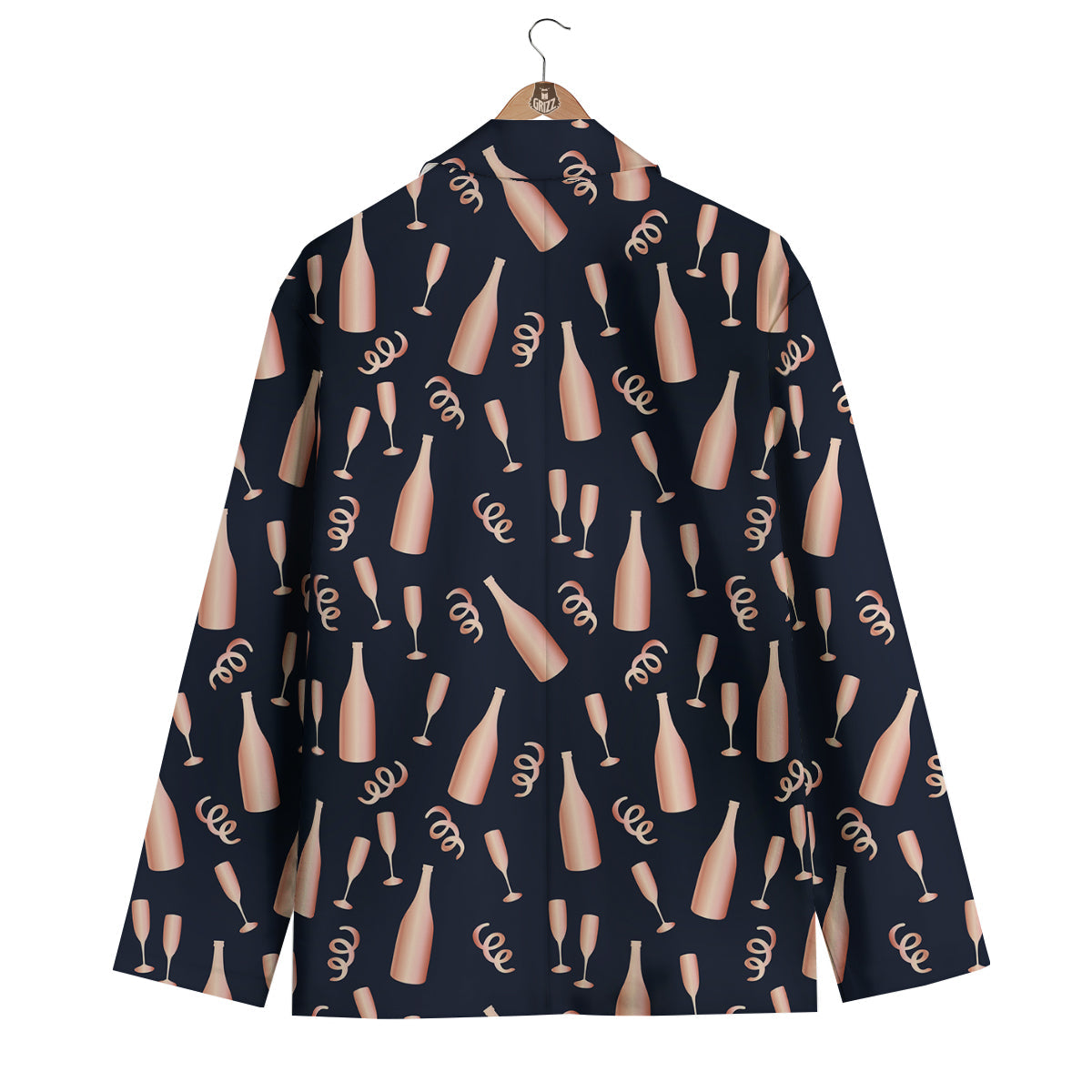 Pattern Print Champagne Men's Blazer-grizzshop