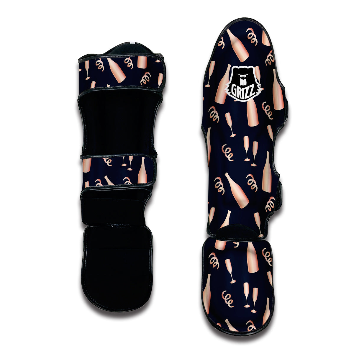 Pattern Print Champagne Muay Thai Shin Guards-grizzshop