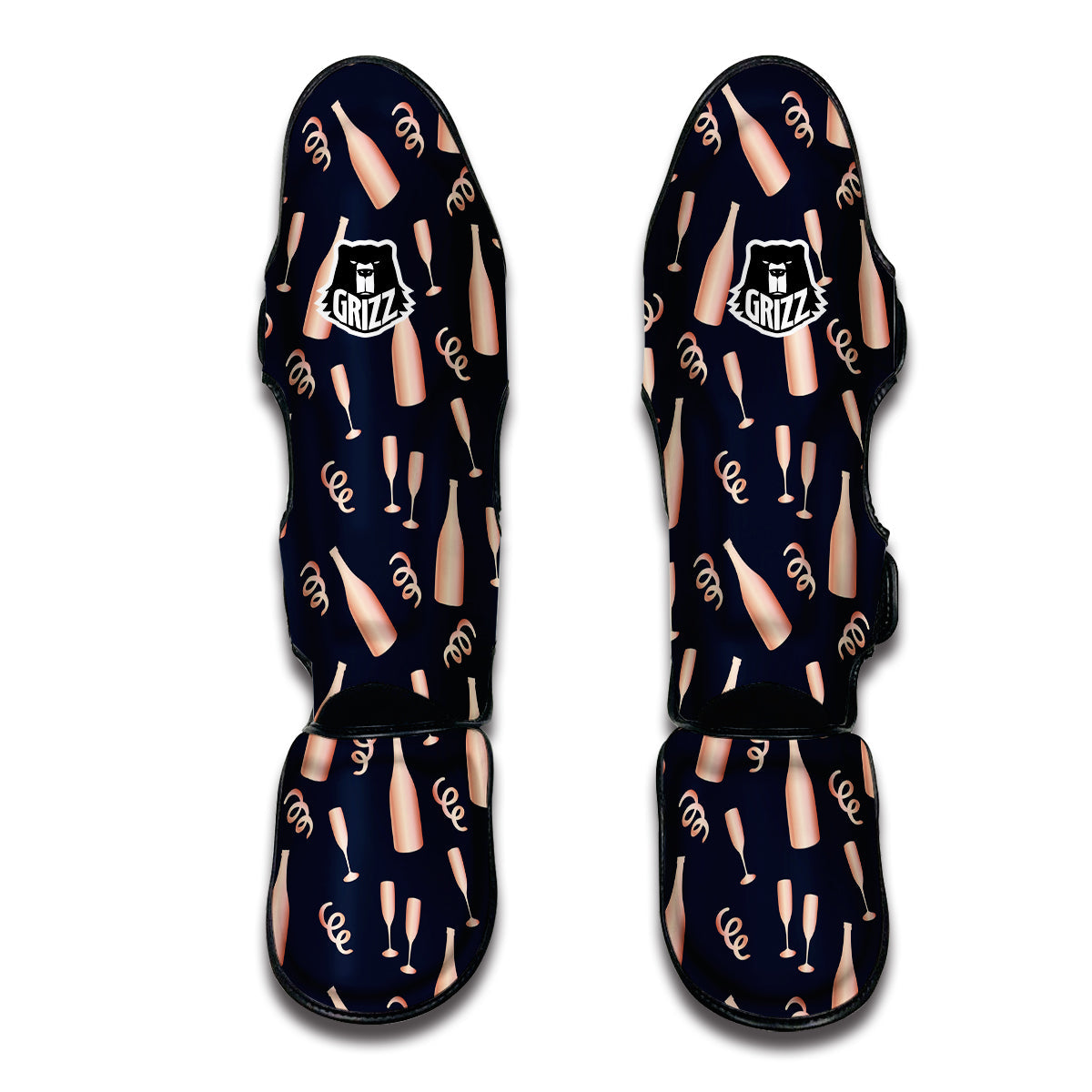 Pattern Print Champagne Muay Thai Shin Guards-grizzshop