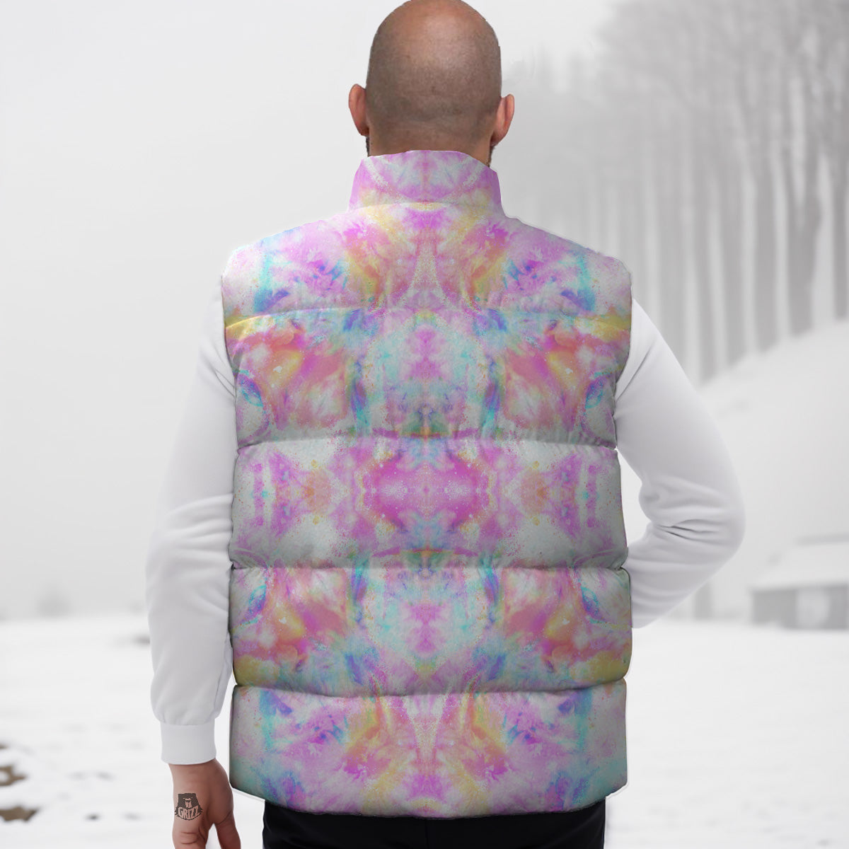 Pattern Print Chemistry Science Down Vest-grizzshop
