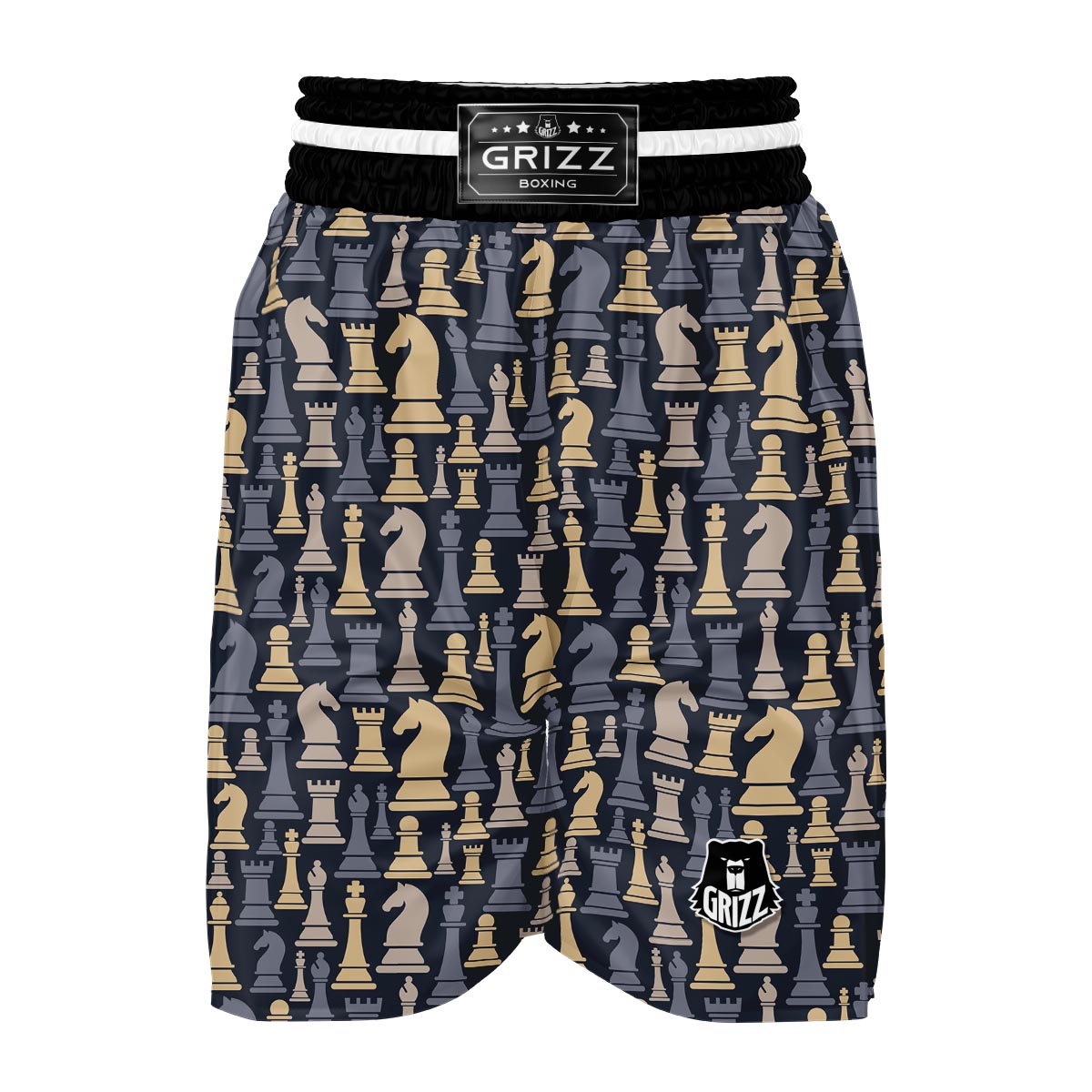 Pattern Print Chess Boxing Shorts-grizzshop