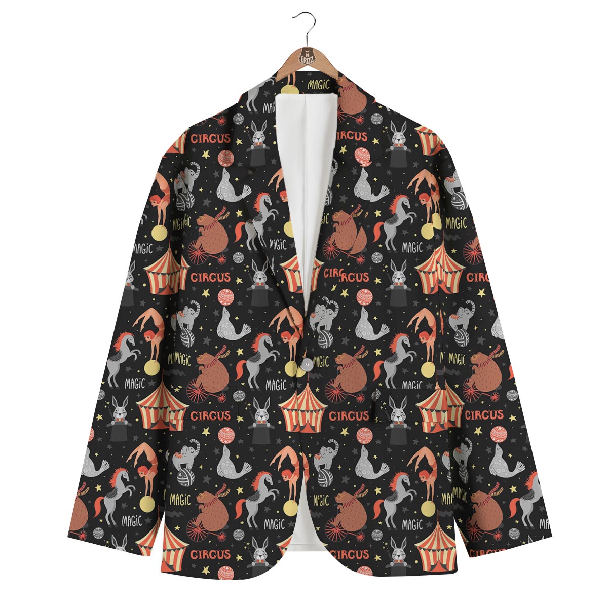 Pattern Print Circus Men's Blazer-grizzshop
