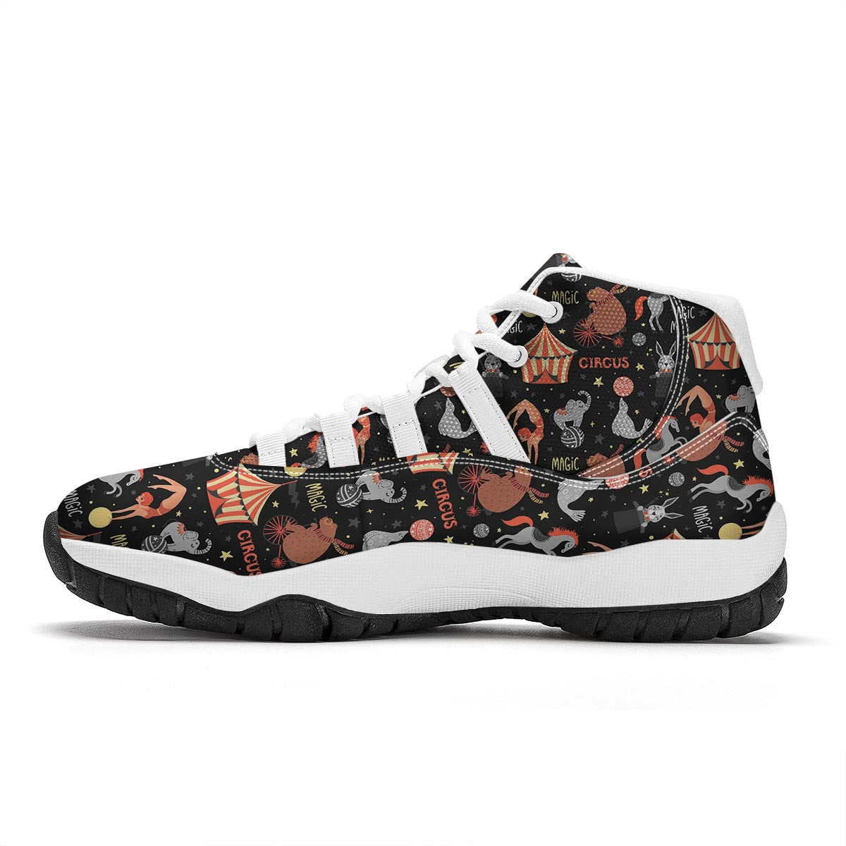 Pattern Print Circus White Bball Shoes-grizzshop
