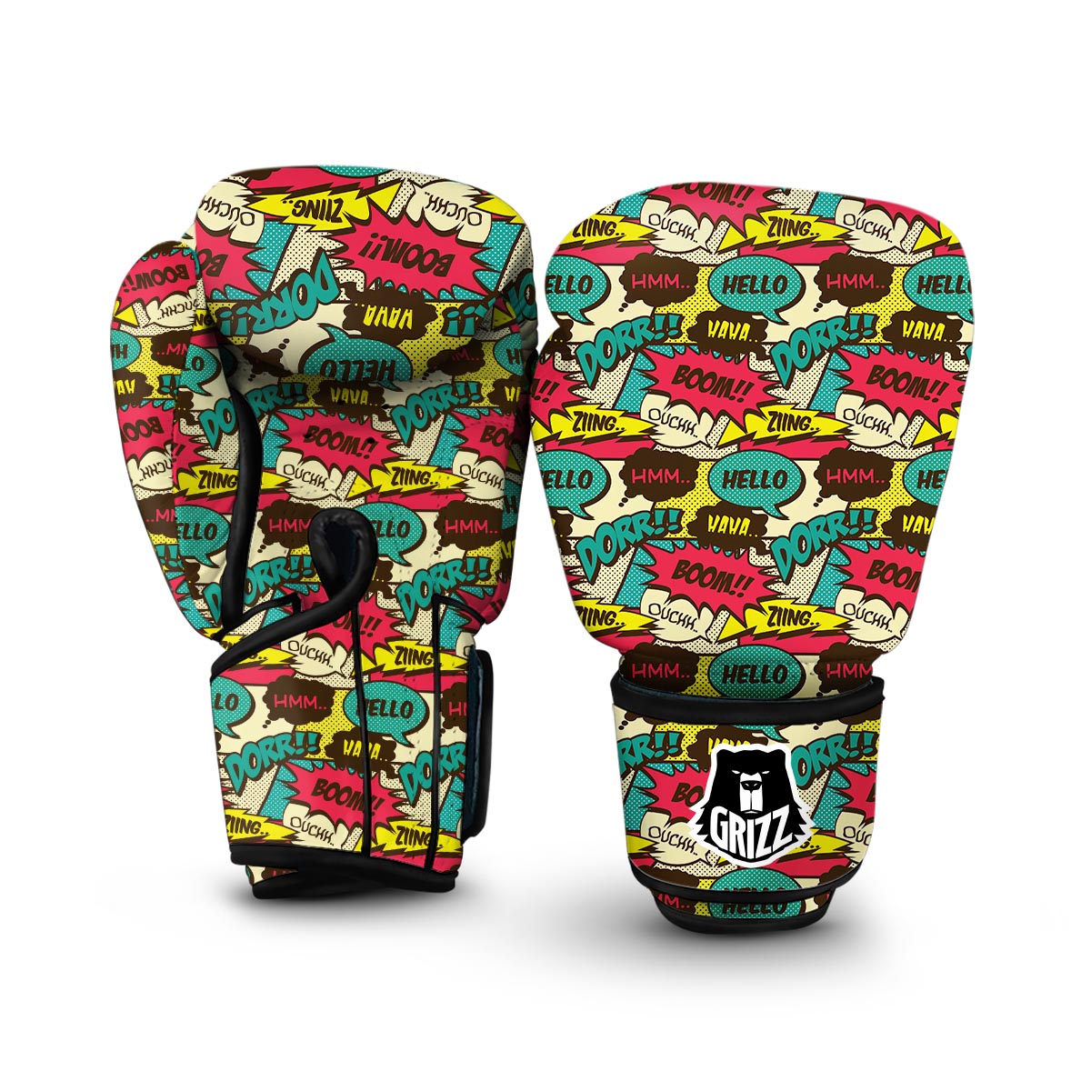 Pattern Print Comic Book Strip Boxing Gloves-grizzshop