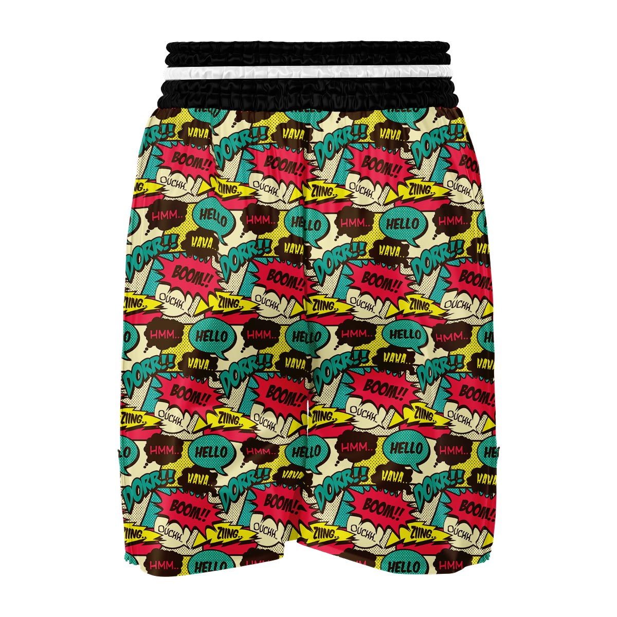 Pattern Print Comic Book Strip Boxing Shorts-grizzshop