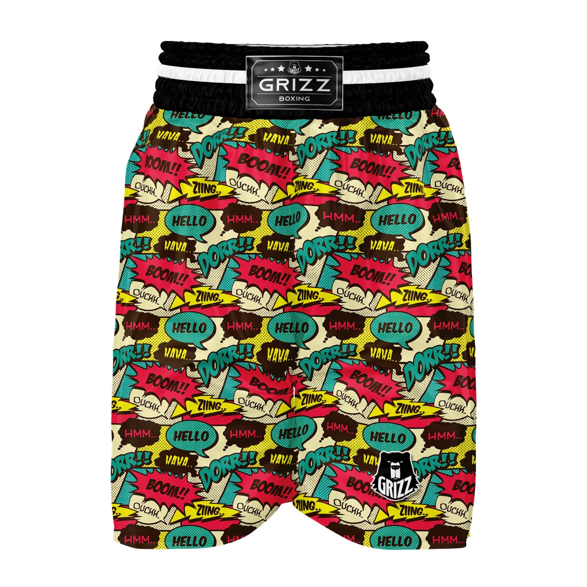 Pattern Print Comic Book Strip Boxing Shorts-grizzshop