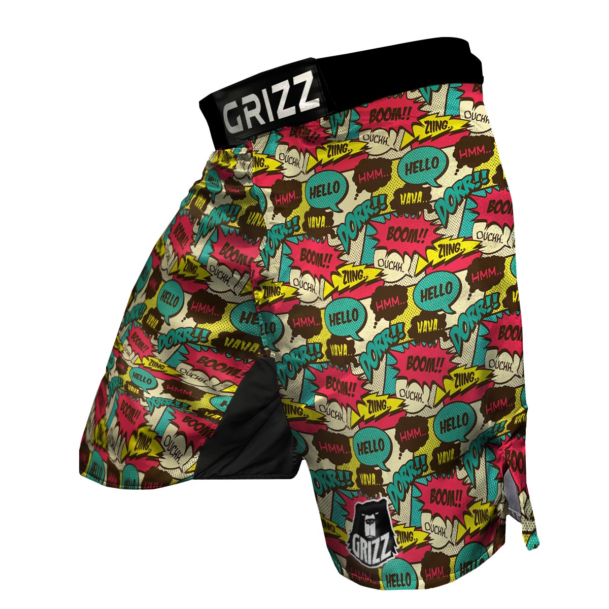Pattern Print Comic Book Strip MMA Shorts-grizzshop