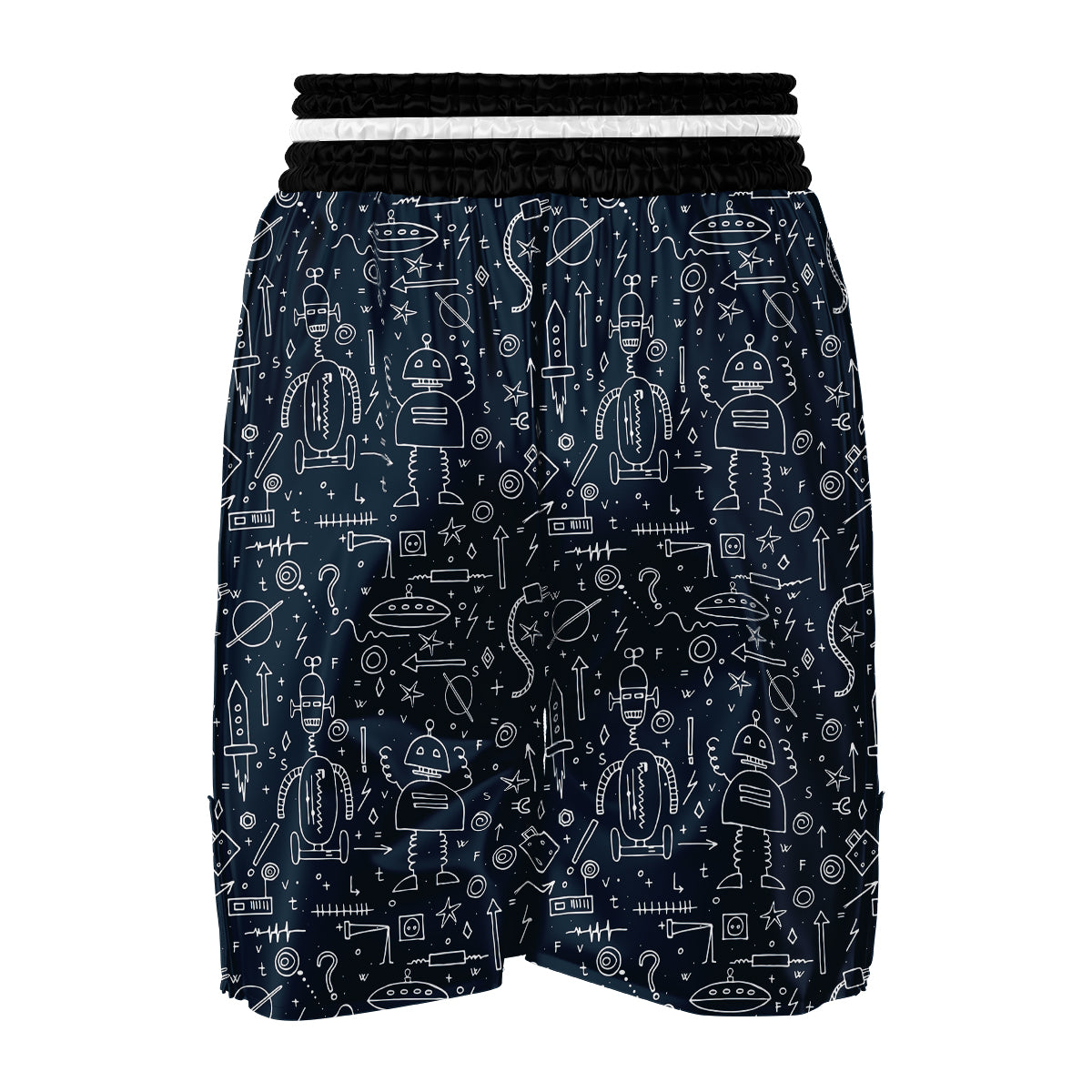 Pattern Print Cyborg Robot Boxing Shorts-grizzshop
