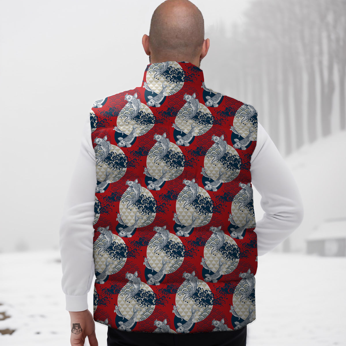 Pattern Print Cyborg Robot Down Vest-grizzshop