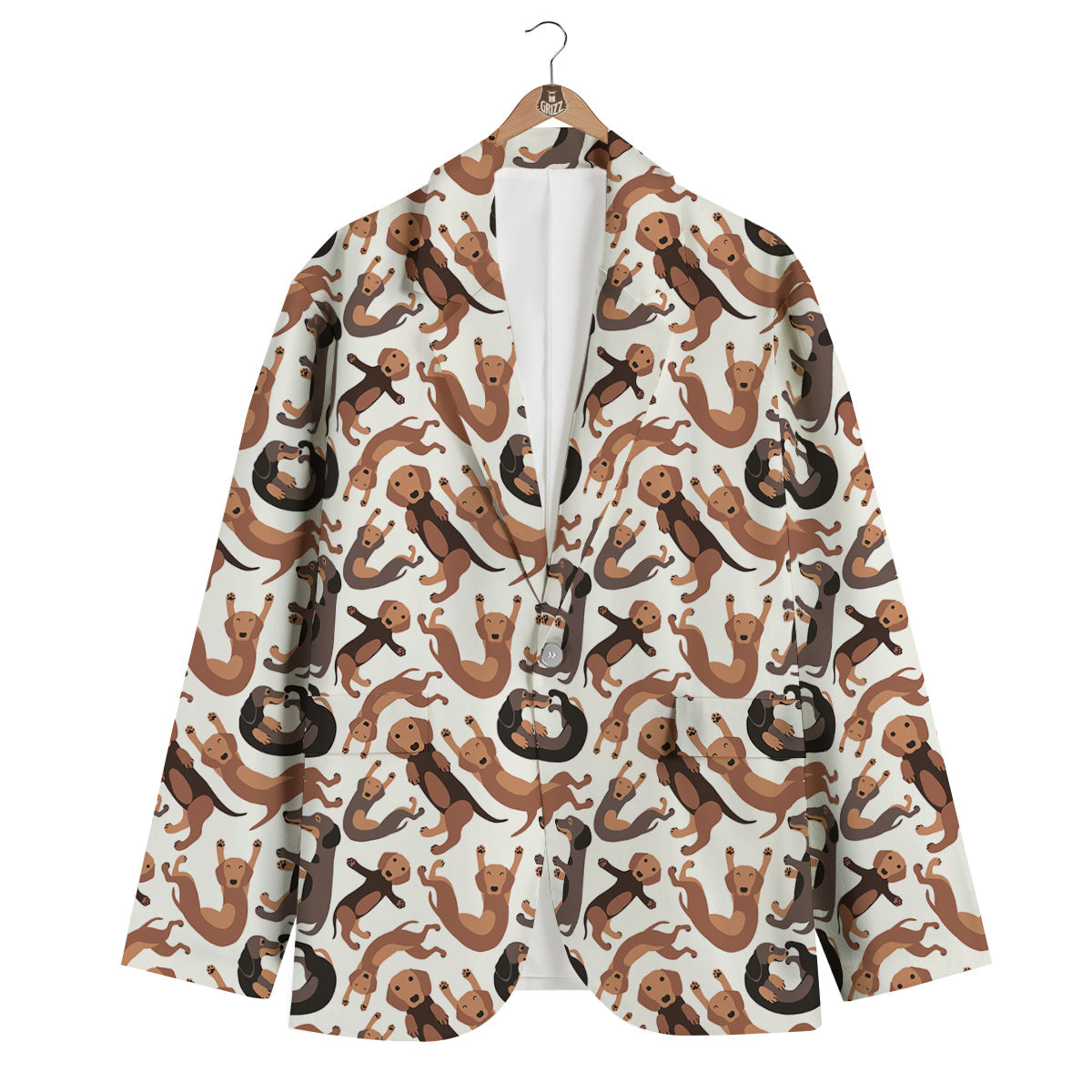 Pattern Print Dachshund Wiener Dog Men's Blazer-grizzshop