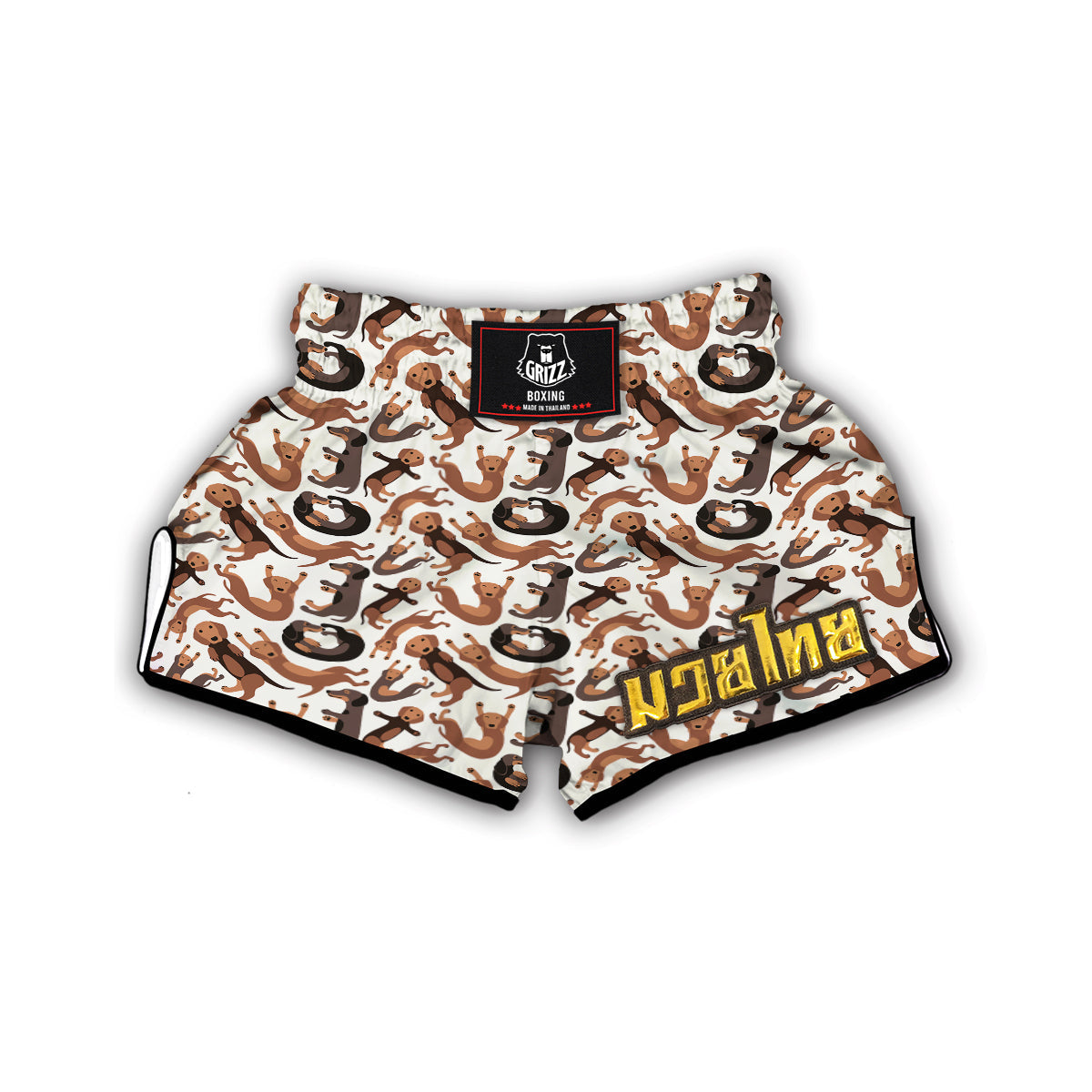 Pattern Print Dachshund Wiener Dog Muay Thai Boxing Shorts-grizzshop