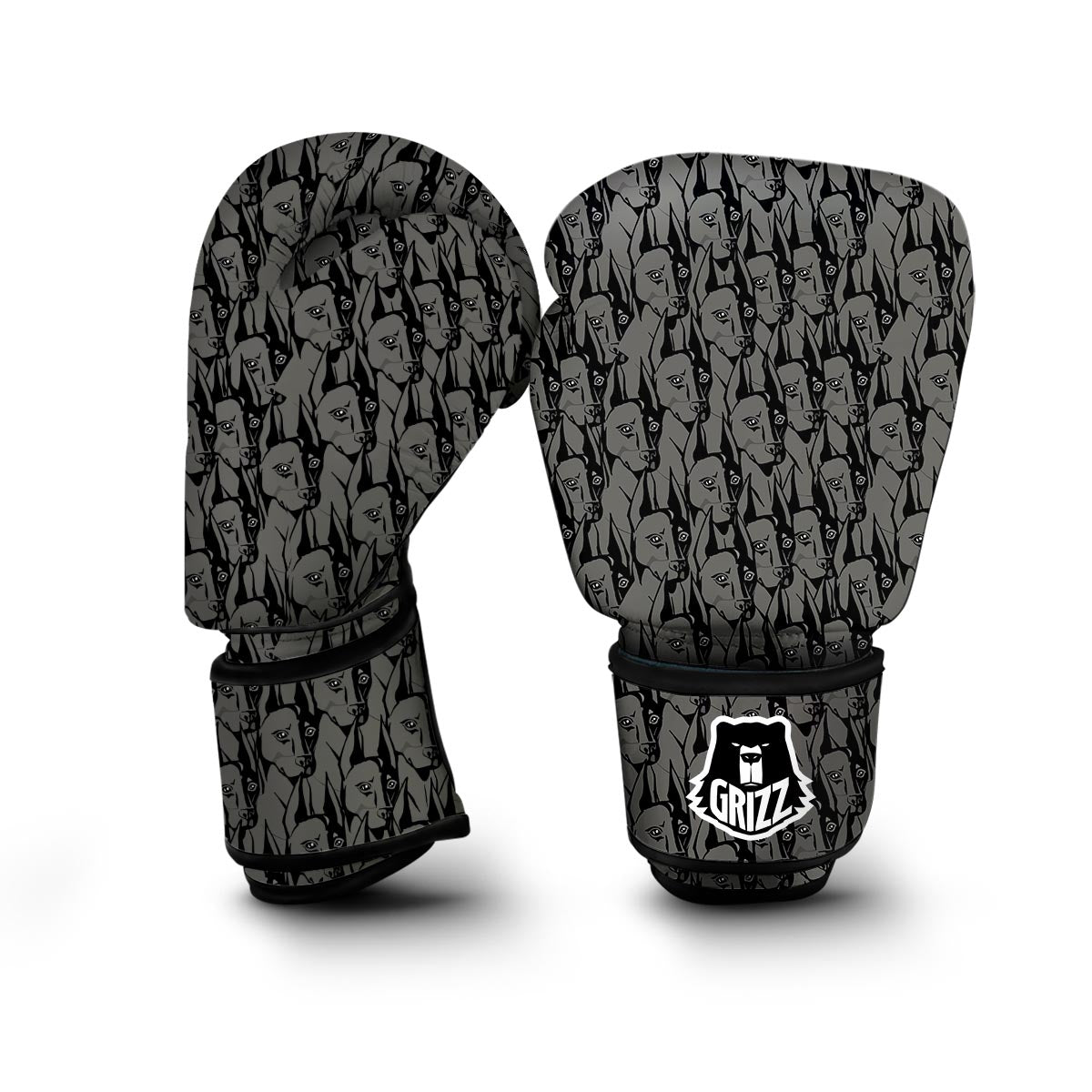 Pattern Print Dog Doberman Boxing Gloves-grizzshop