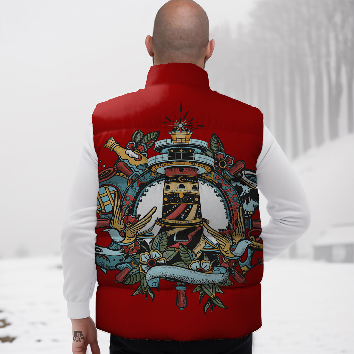 Pattern Print Dog Doberman Down Vest-grizzshop