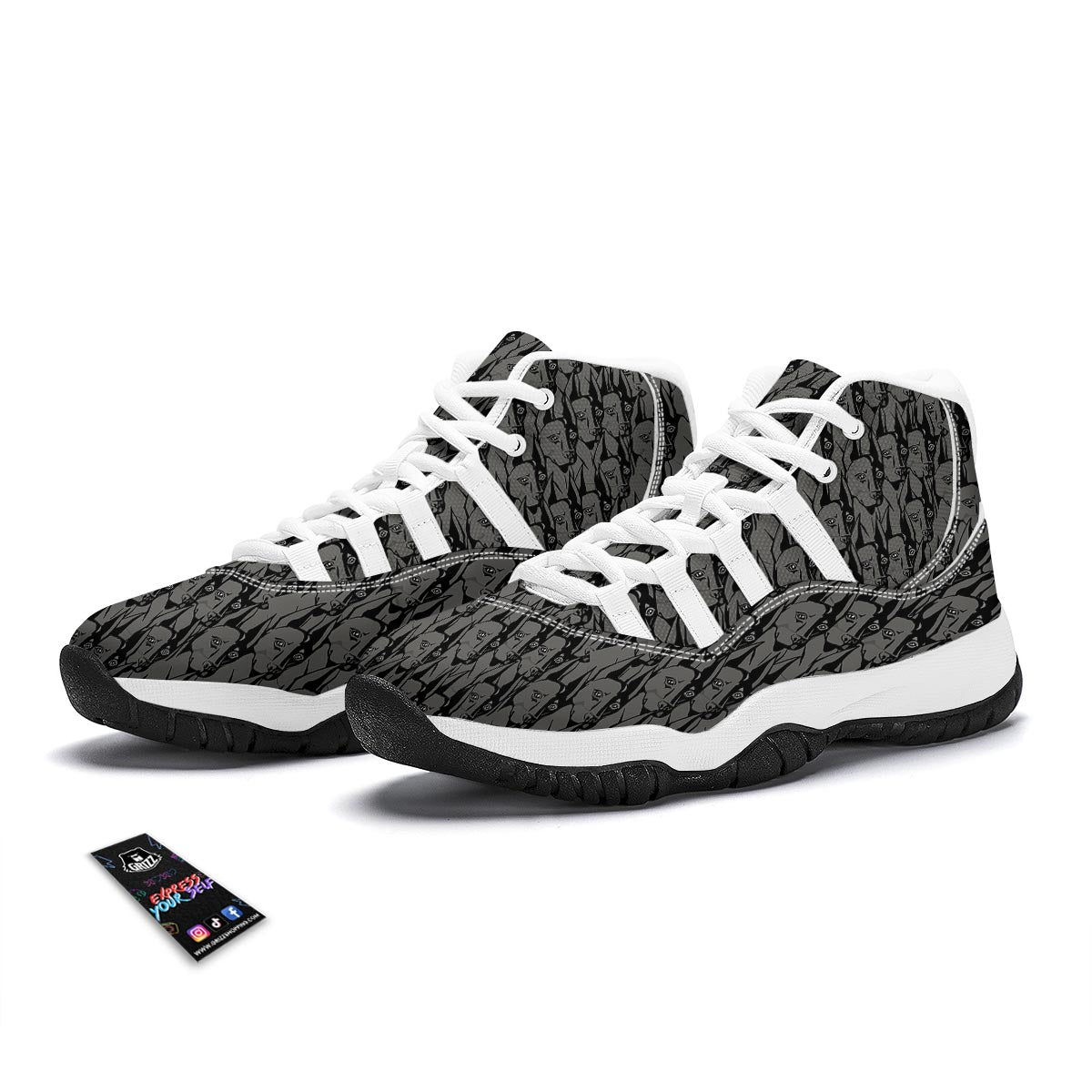 Pattern Print Dog Doberman White Bball Shoes-grizzshop
