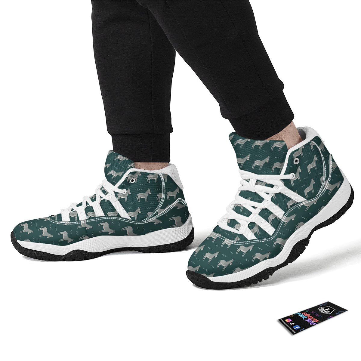 Pattern Print Donkey White Bball Shoes-grizzshop