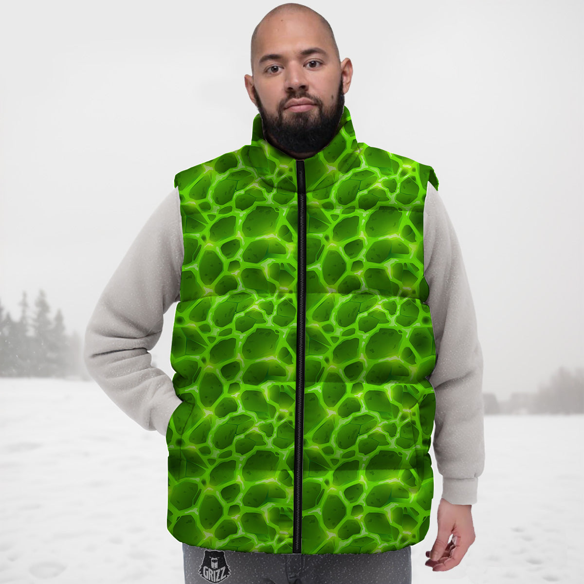 Pattern Print Donut Down Vest
