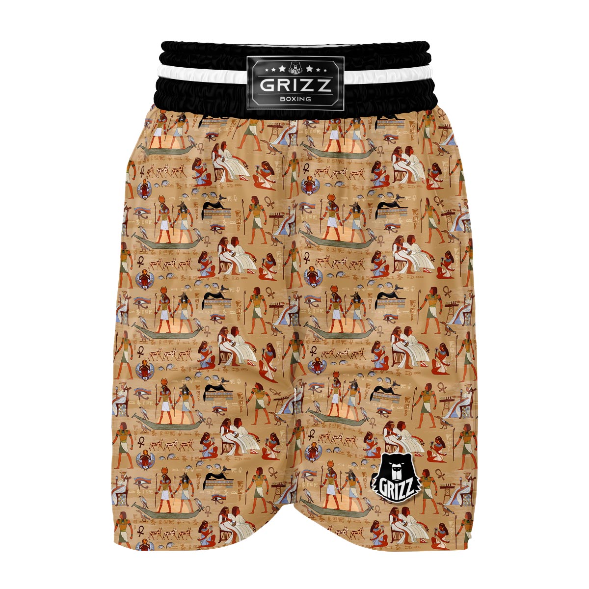 Pattern Print Egyptian Boxing Shorts-grizzshop