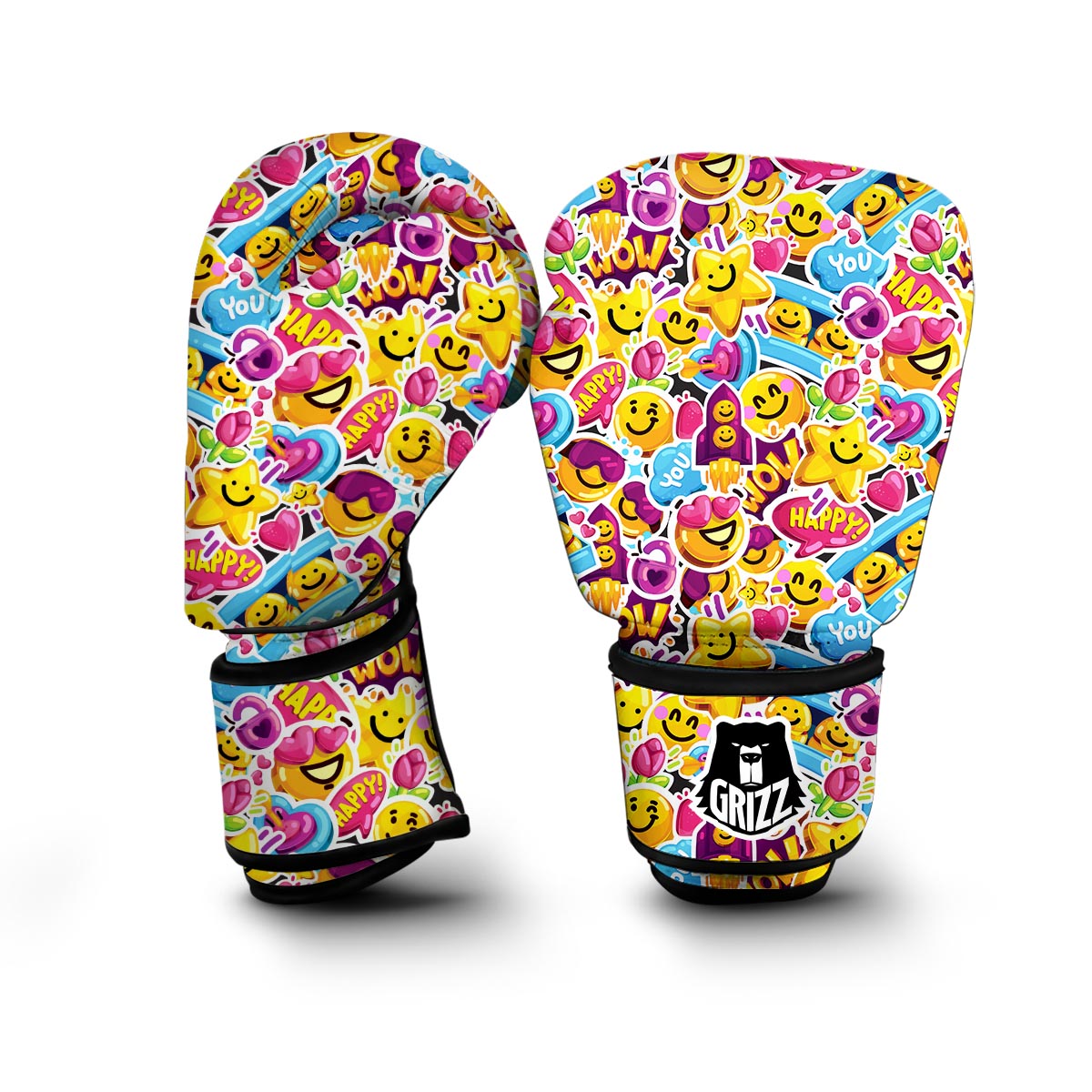 Pattern Print Emoji Boxing Gloves-grizzshop