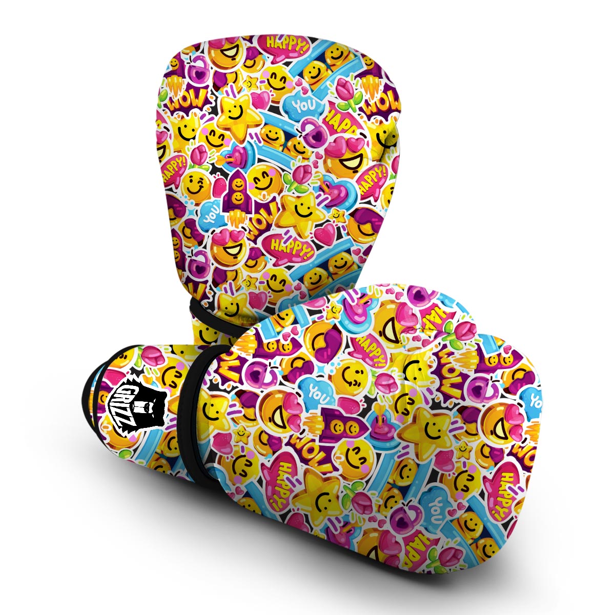 Pattern Print Emoji Boxing Gloves-grizzshop