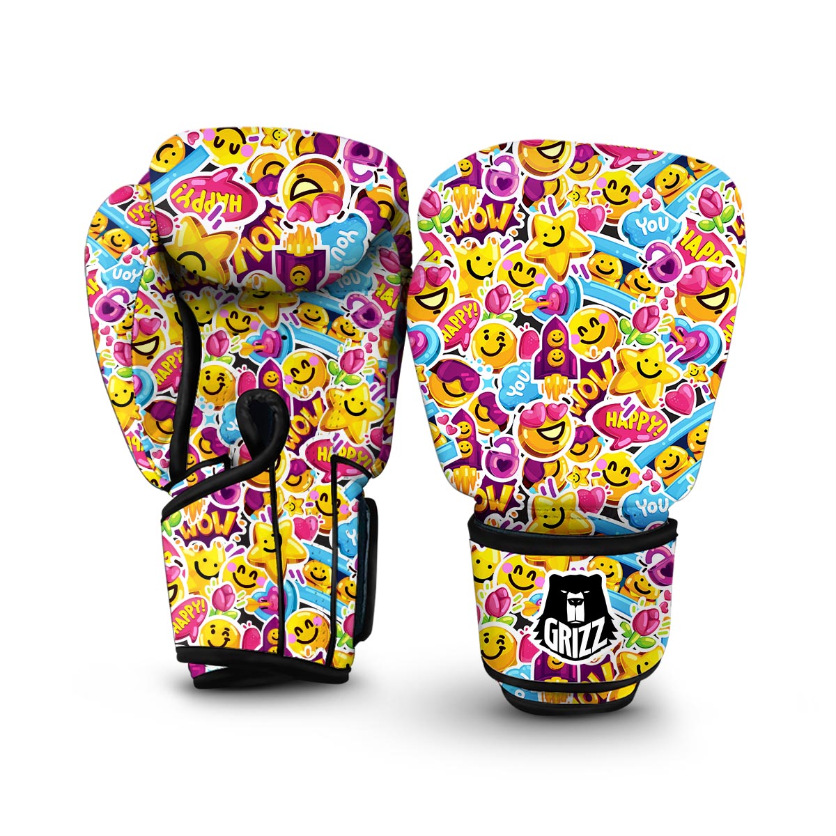 Pattern Print Emoji Boxing Gloves-grizzshop