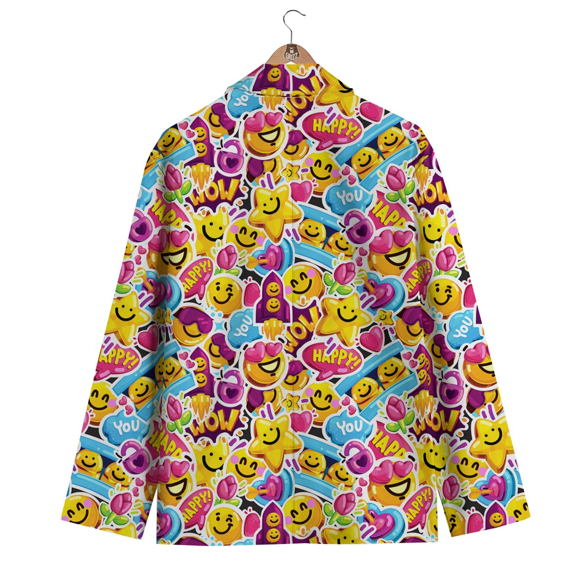 Pattern Print Emoji Men's Blazer-grizzshop