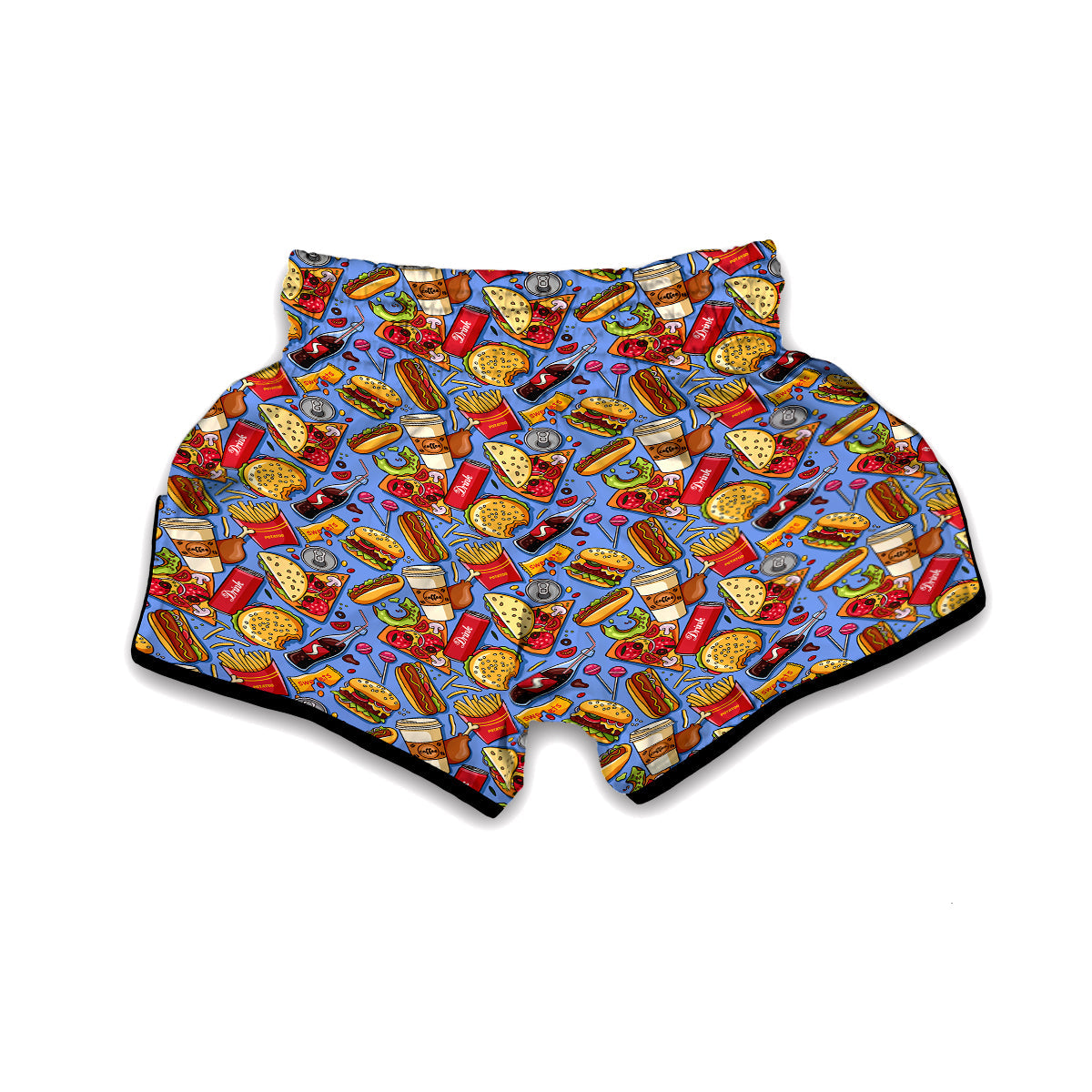 Pattern Print Fastfood Muay Thai Boxing Shorts-grizzshop